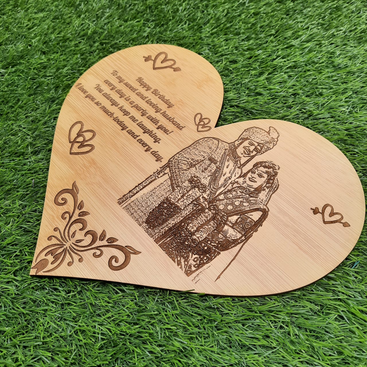 Wooden Heart Engraved Plaque