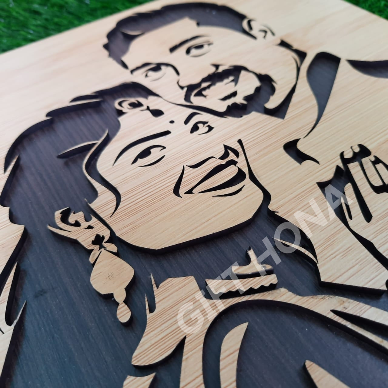 Wooden Couple Portrait ( Two Face ) 24x20 inch