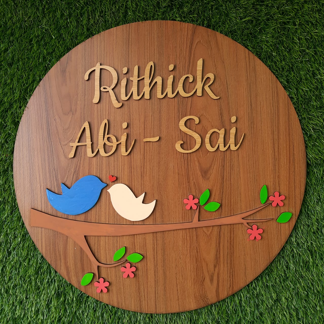 Wooden Hand Painted Nameplate 12x12 Inch
