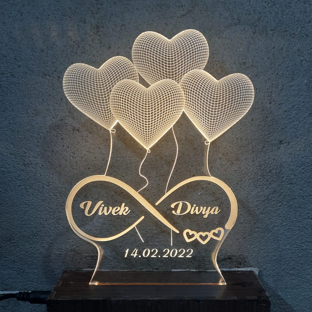 4 Heart illusion lamp warm white single color