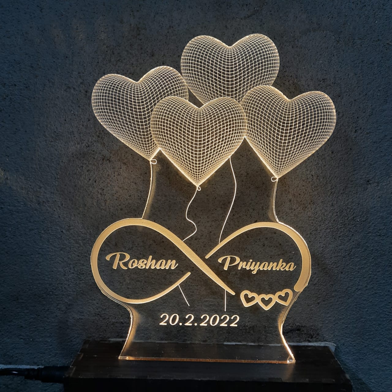 4 Heart illusion lamp warm white single color
