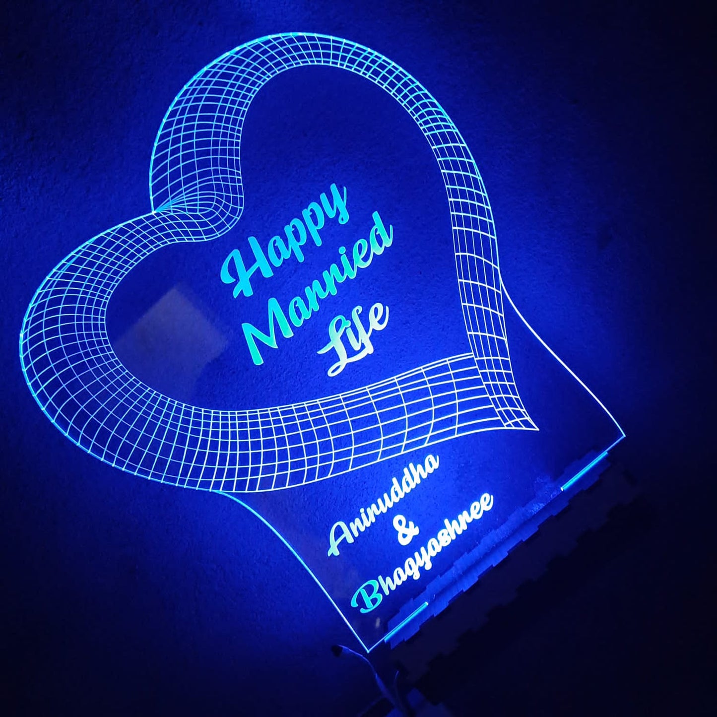 Heart illusion lamp multicolored with remote control