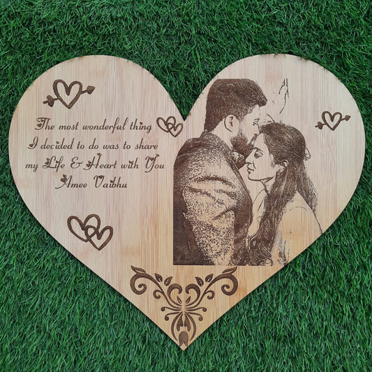 Wooden Heart Engraved Plaque