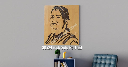 Wooden Solo Portrait ( Single Face ) 30 X 24