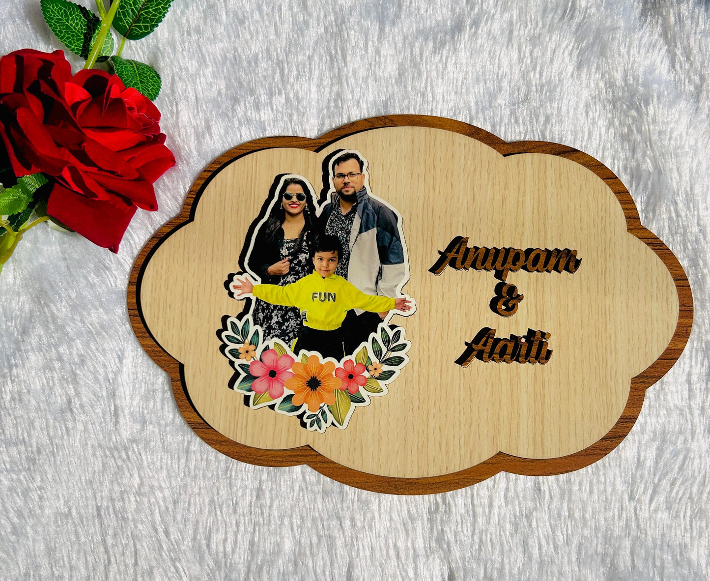 3D Wooden Nameplate with Photos