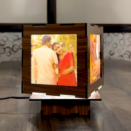 Wooden Rotating Photo Shadow Lamp