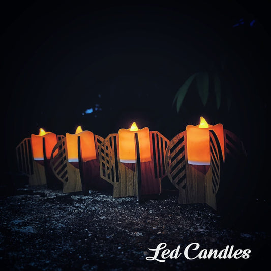 LED CANDLE WITH DECORATIVE WOODEN BASE