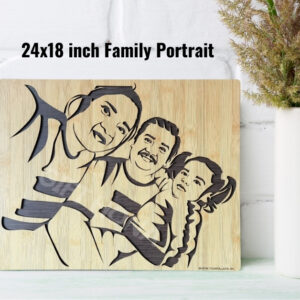 Wooden Family portrait ( max 3 faces ) 24 X 18 inch