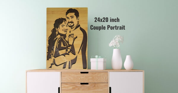 Wooden Couple Portrait (Two Faces) 24 X 20