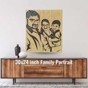Wooden Family Portrait ( max 4 faces ) 30 X24 inch