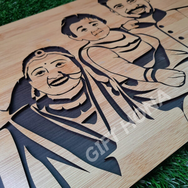Wooden Family Portrait ( Max. 4 Faces ) 40x24 inch