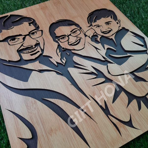 Wooden Family Portrait ( Max. 4 Faces ) 30x24 inch