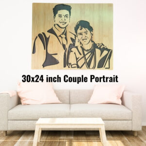 Wooden Couple Portrait ( Two Faces ) 30 X 24 inch