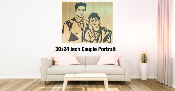 Wooden Couple Portrait ( Two Faces ) 30 X 24 inch