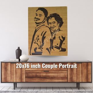 Wooden Couple Portrait ( Two Face ) 20 x 16