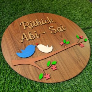 Wooden Hand Painted Nameplate 12x12 Inch