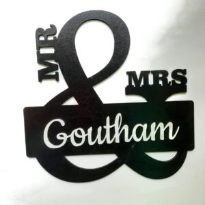 Wooden Acrylic Nameplate Mr & Mrs