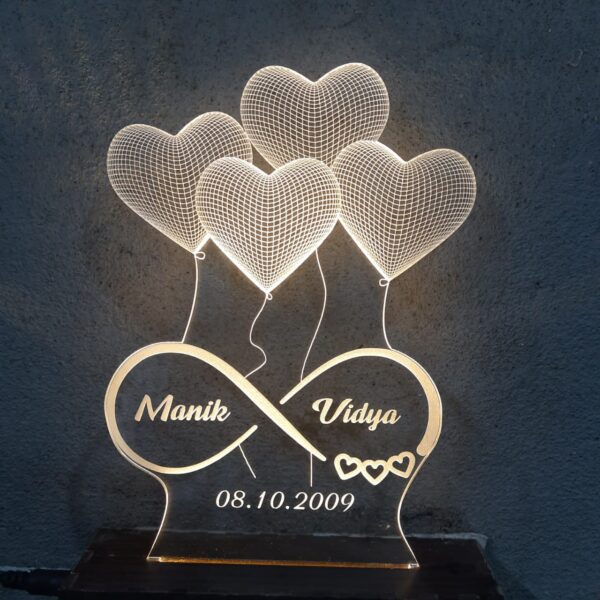 4 Heart Illusion Lamp