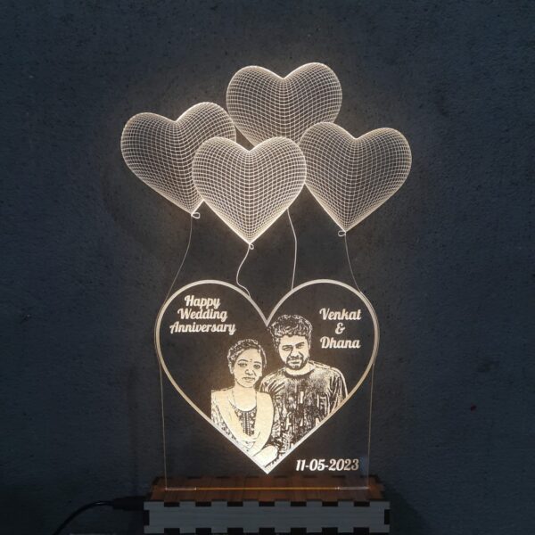 Photo Engraved Four Heart Illusion lamp