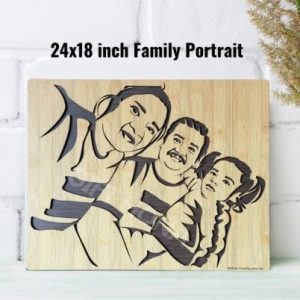 Wooden Family Portrait ( Max. 3 Faces ) 24x18 inch
