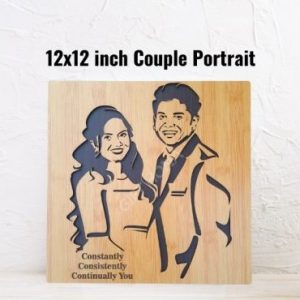 Wooden Couple Portrait ( Two Face ) 12x12 inch