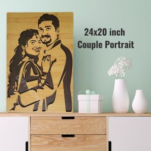 Wooden Couple Portrait ( Two Face ) 24x20 inch