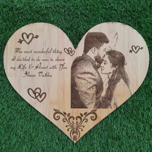 WOODEN HEART ENGRAVED PLAQUE