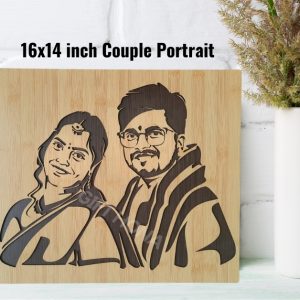 Wooden Couple Portrait ( Two Face ) 16x14 inch