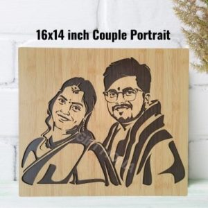 Wooden Couple Portrait ( Two Face ) 16x14 inch