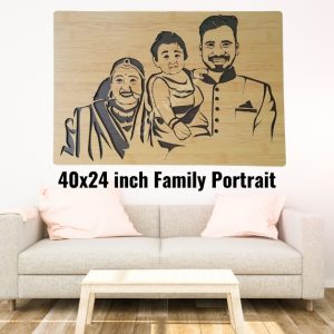 Wooden Family Portrait ( Max. 4 Faces ) 40x24 inch