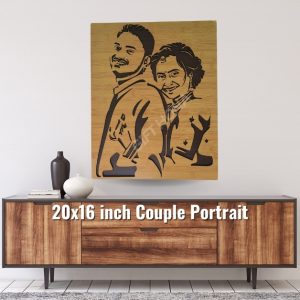 Wooden Couple Portrait ( Two Face ) 20x16 inch