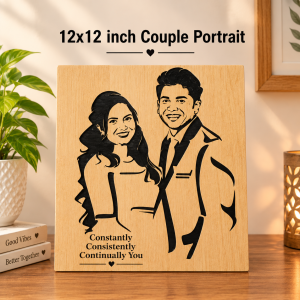 Wooden Couple Portrait ( Two Face ) 12x12 inch
