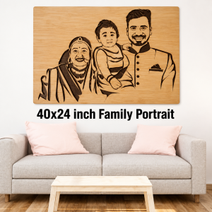 Wooden Family Portrait ( Max. 4 Faces ) 40x24 inch