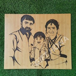 Wooden Family Portrait 18x12 inch