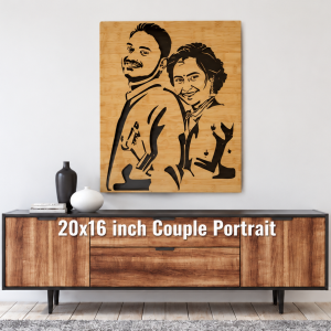 Wooden Couple Portrait ( Two Face ) 20x16 inch